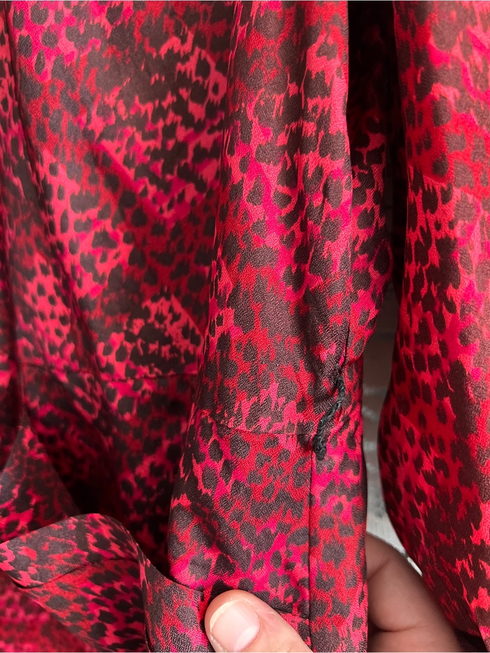 Vintage Red Satin Skirt Set with Black Velvet Collar - Picture 6 of 11